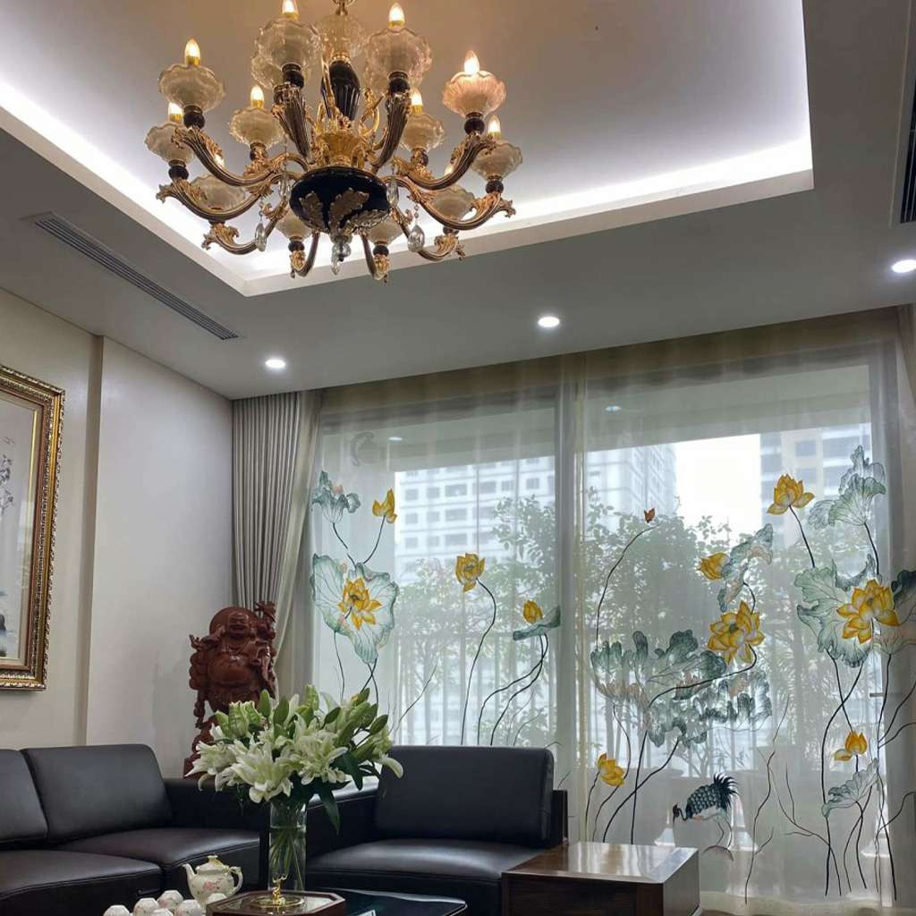 Rèm hai lớp với gam màu phối hợp hiện đại