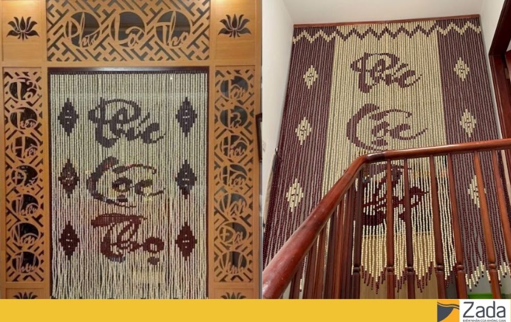 Rèm hạt gỗ pơ mu phòng thờ: Sang trọng, bình an